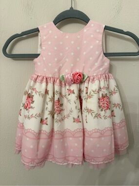 Pippa & Julie Pink and Cream Floral Polka Dot Party Dress